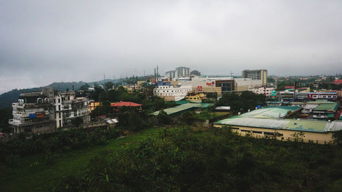 High angle view of cityscape against sky