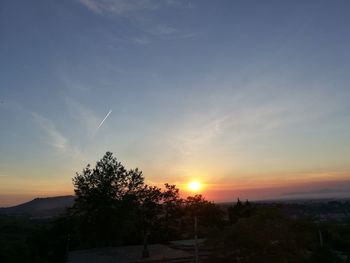 Silhouette trees against sky during sunset