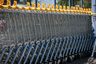 Shopping carts in row