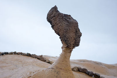 Low angle view of rock formations against sky