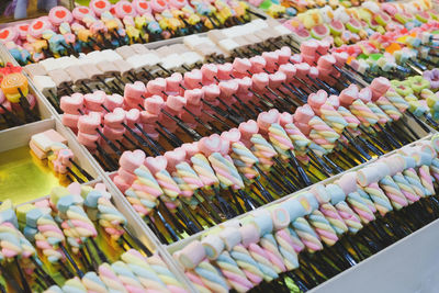 Colorful candies for sale at store