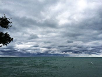 Scenic view of sea against cloudy sky