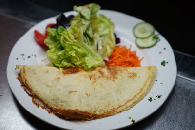 High angle view of meal served in plate