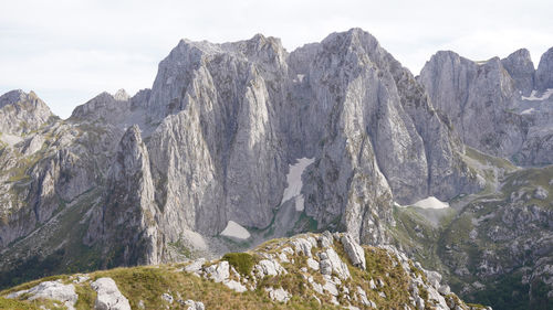 Panoramic view of rocky mountains against sky