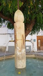 Close-up of fountain against building