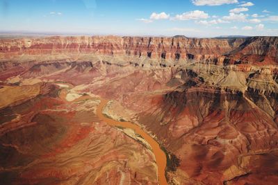 High angle view of colorado river amidst rocky mountains at grand canyon