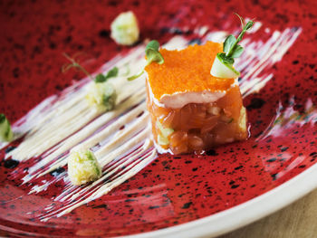 Close-up of food served in plate