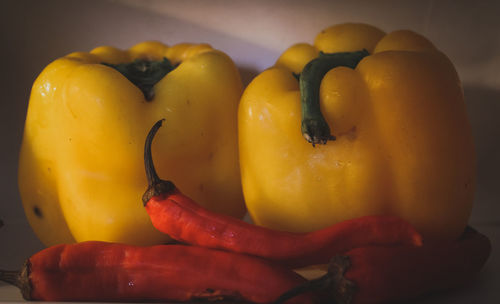 Close-up of yellow bell peppers