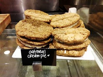 Stack of food in store