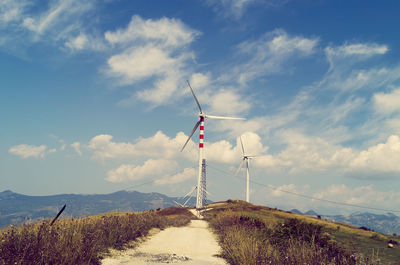 Windmill farm in mountain