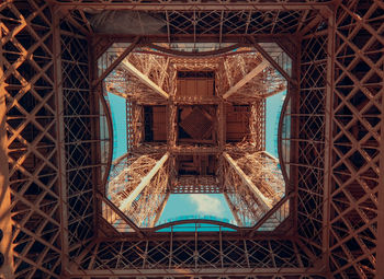 Directly below shot of eiffel tower