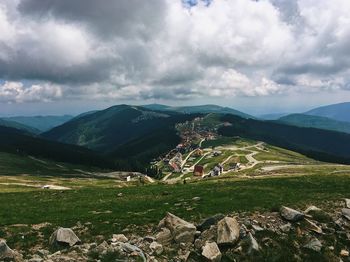 Scenic view of mountains against sky