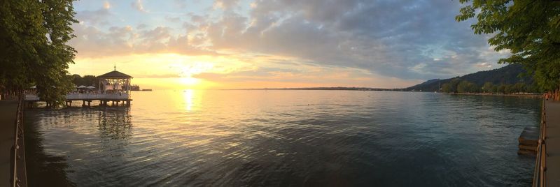 Scenic view of sea at sunset