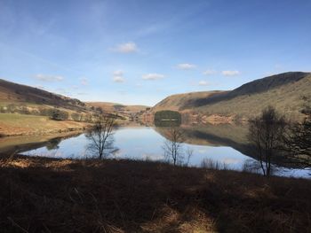 Scenic view of calm lake against sky