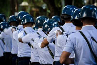 Soldiers of brazilian aeronautics during a military parade commemorating the independence of brazil