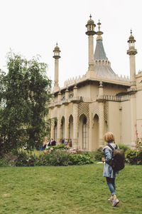 Side view of woman at royal pavilion