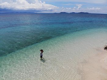 Full length of man on beach against sky