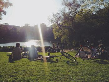 People sitting on grass