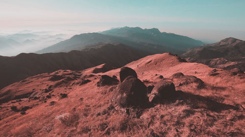 Scenic view of mountain against sky