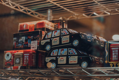 Close-up of toy car on table