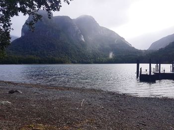 Scenic view of lake against mountains