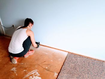 Woman working at home