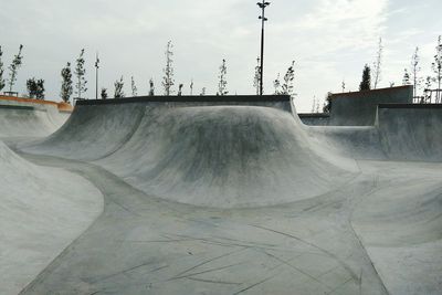 Empty skateboard park in summer