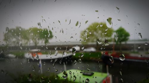 Close-up of water drops on glass