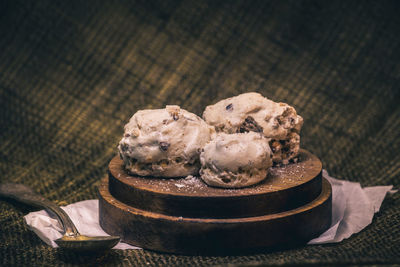 Close-up of dessert in plate on table