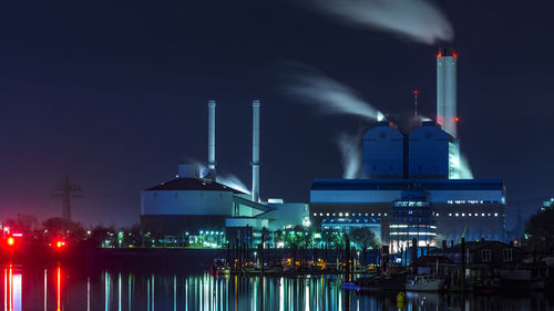 Illuminated buildings at night