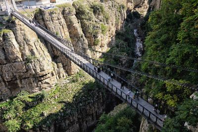 High angle view of road passing through cliff