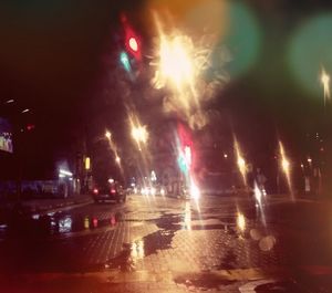 Traffic on road at night