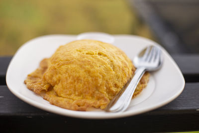 Close-up of breakfast served on table