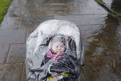 High angle portrait of woman in water