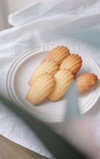 High angle view of breakfast in plate on table