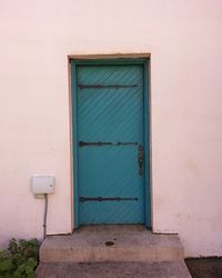 Closed door of house