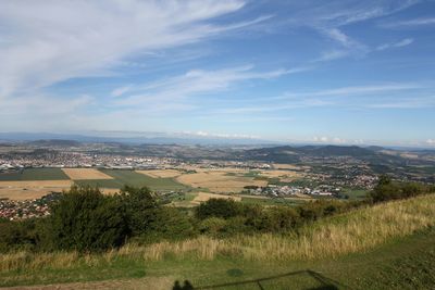 Scenic view of landscape against cloudy sky