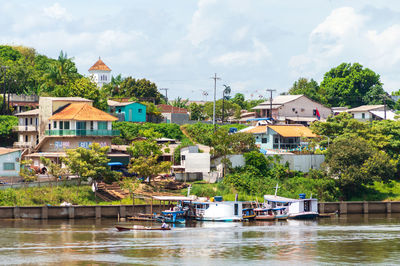 Colourful little town on the banks of the amazon river, pará state, brazil