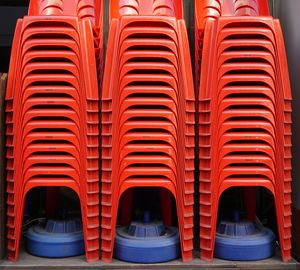 Stack of red chairs