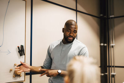 Man having presentation during business meeting