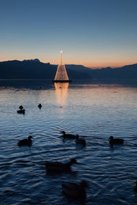 Scenic view of lake against clear sky