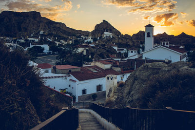 High angle view of buildings in city