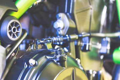 Close-up of engine part of motorcycle