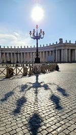 Built structure against sky in city on sunny day