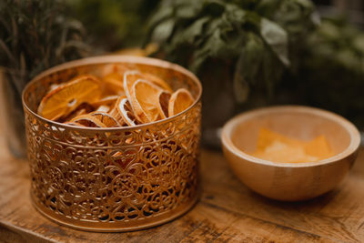 Close-up of drink in glass on table