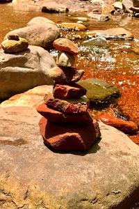 Close-up of rock in water