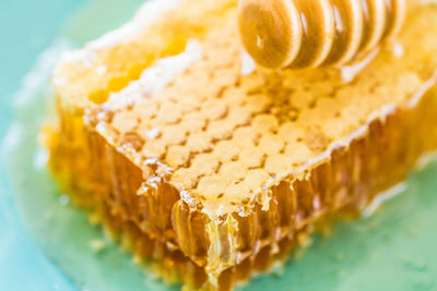 High angle view of cake in plate