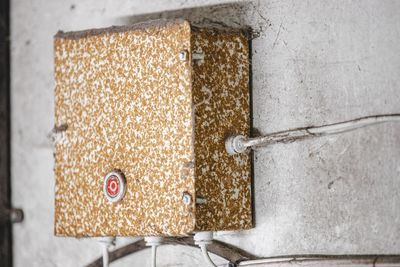 Directly above shot of rusty metal on wall