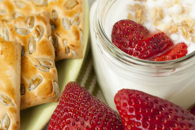 Close-up of dessert on table