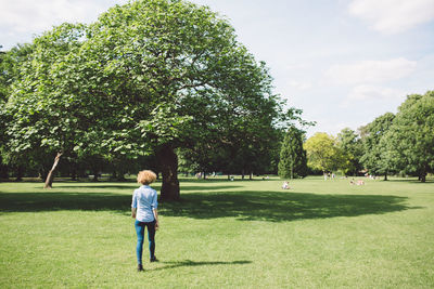 Full length of man in park against sky